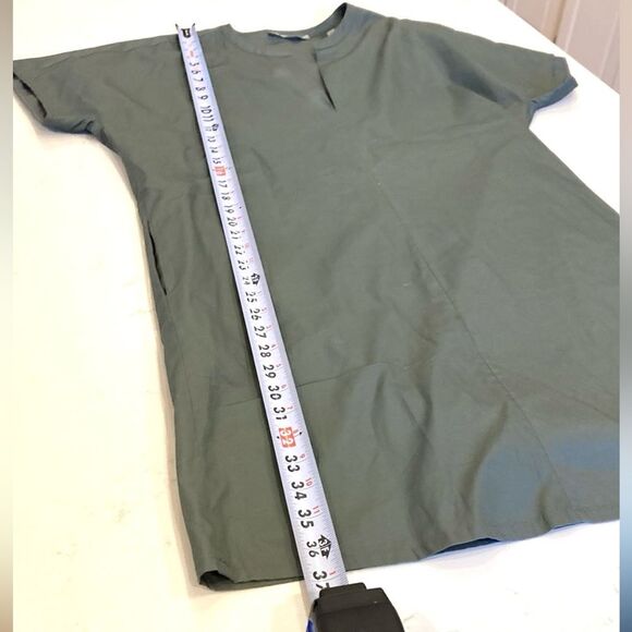 Vince Grey 100% Cotton poplin deep Vee Dolman Sleeve Pocket mini dress size med - Picture 11 of 11